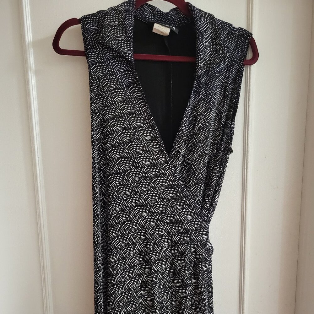 JKLA California Y2K Retro Black White Geometric Wrap Dress Size Large